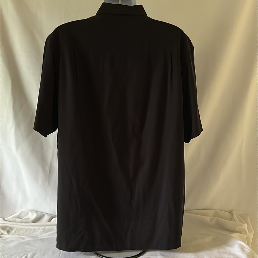 Axis LA Men's Size XL  Black Gold 100% Silk Short Sleeve Embroidered Shirt - Picture 7 of 9